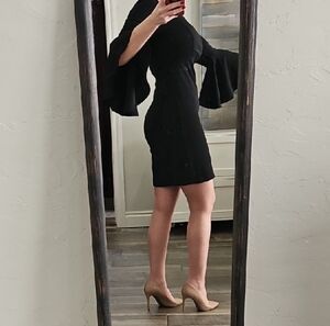 Black Fitted Dress With Bell Sleeves